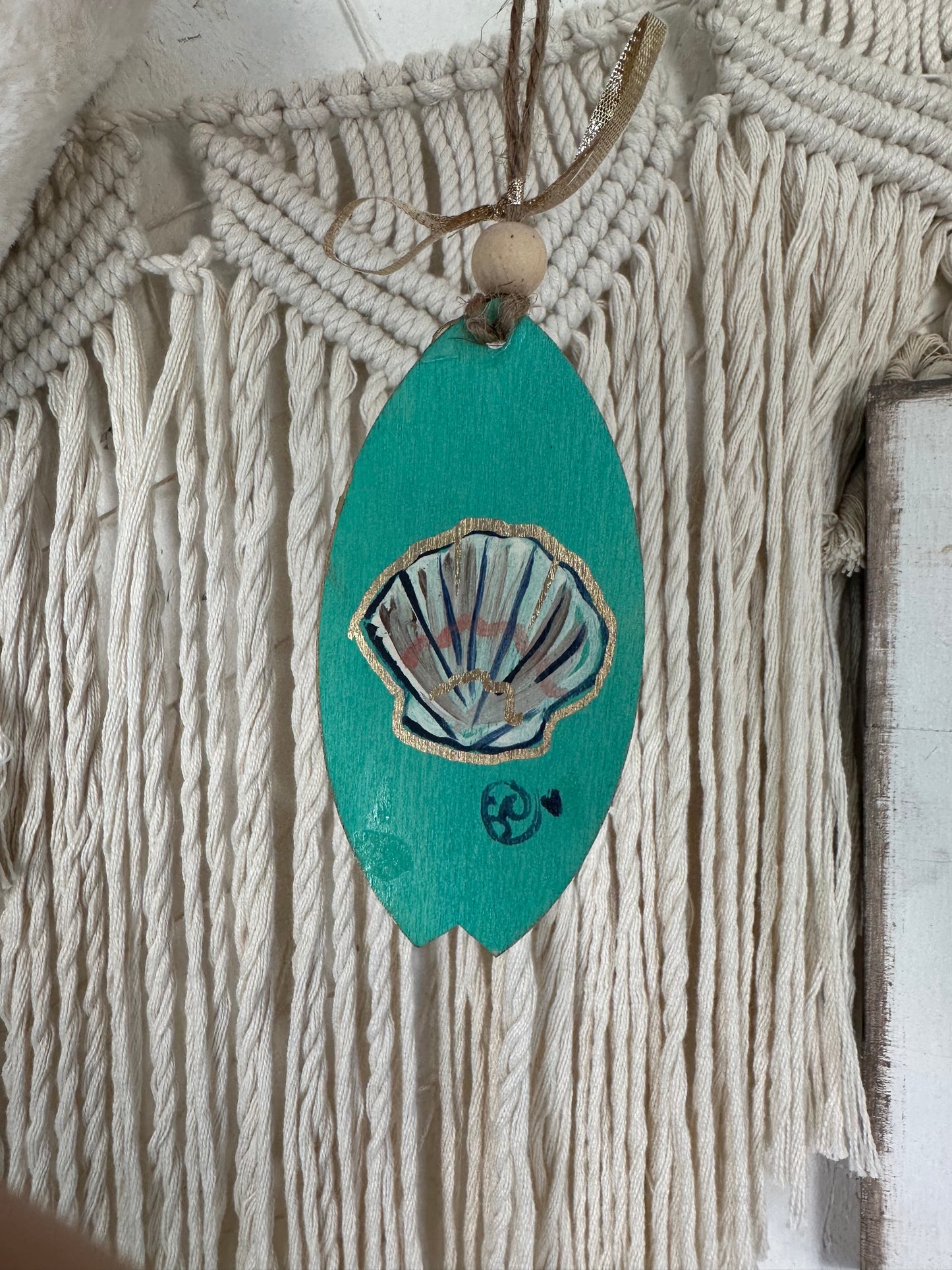 Leatherback Hatchling Surfboard Ornament - Teal